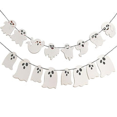 2 Pack White Halloween Hanging Ghost Banner Garland for Haunted House