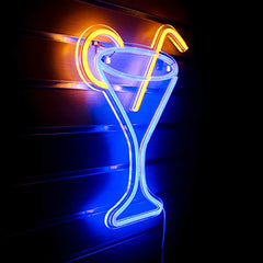Cocktail Martini Neon Signs for Room Night Light Decoration USB Operated (17”x 13â€?