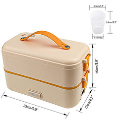 Self Cooking Electric Lunch Box, Mini Rice Cooker, 2 Layers Steamer, 800ML/110V (ONLY THE WALL PLUG)