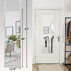Over The Door Mirror Full Length Aluminum Frame Gold Mirror. 13.7 x 48 Inches
