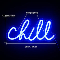 Chill Neon Sign Blue Led Neon Wall Light 14'' x 7''