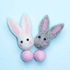 Bunny Ball Garland for Easter Decor (White/Pink/Grey)