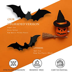 Bat wall Decorations  Supplies, 64 Pcs Reusable PVC 3D Black Bats Stickers for Creepy