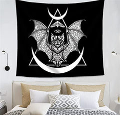 Bat Tapestry Occult Bat Tapestry Bat Wall Hanging Wall Art Black and White Bat Bedroom