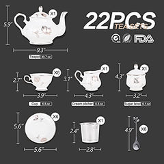 21-Piece Porcelain Ceramic Coffee Tea Sets, Cups& Saucer Service for 6