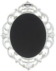 Oval Vintage Wall Mirror, White, 11.5 x 15 Inch
