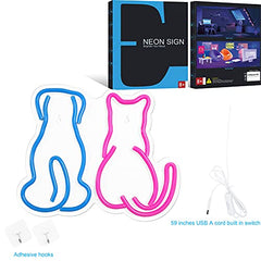 LED Neon Sign Cat Dog Night Light 11.7"