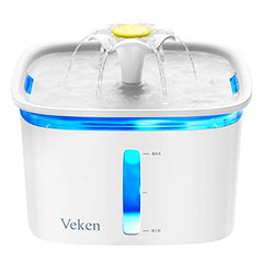 95oz/2.8L Automatic Pet Water Fountain w/ Smart Pump, 2 Replacement Filters for Cats, Dogs