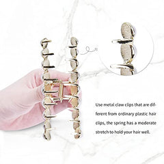 Large Metal Pearl Hair Claw Clips  Gold Rhinestones for Women & Girls