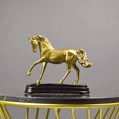 9" Gold Horse Statue Decor Attract Luck & Wealth