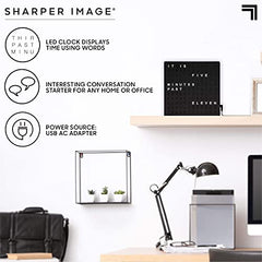 Electronic Word Clock w/ LED Light Display, USB Cord and Power Adapter, 7.75â€?Square Face