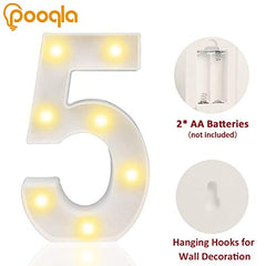 Decorative Led Light Up Numbers -White Plastic Marquee Numbers Battery Operated