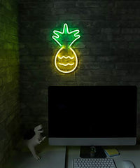 17â€?x 10â€?inch LED Neon 'Yellow & Green Pineapple' Wall Sign for Cool Light, Wall Art Home Decoration