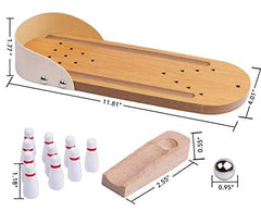 Table Top Wooden Mini Bowling Game Set