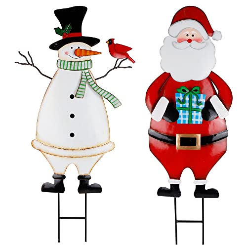 31.5 Inch 2 Pack Christmas Garden Metal Stakes Decoration