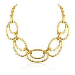Gold Cable Link Pendant Necklace: 14k Gold Plated Loop Chain Link Statement Choker Necklace for Women
