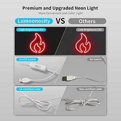 Flame Neon Sign, USB Powered Red Flame w/ On/Off Switch