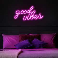 Pink “Good Vibesâ€?Led Neon Wall Sign Decor (16.1 x 8.3 inch)