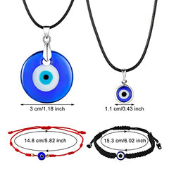 8 Pieces Evil Eye Necklace Bracelet Set-  Adjustable for Men/Women