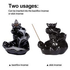 Waterfall Incense Holder Backflow Cone Ceramic Burner Porcelain Censer Incense Stick Stand with Free Cones