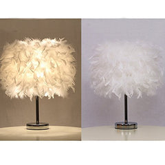 Modern White Feather Lamp, Bulb Included