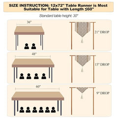Table Runner, Boho Style with Tassels, Cotton & Linen, Farmhouse Home Decor for Living Room Dresser Scarfs