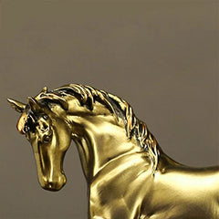 9" Gold Horse Statue Decor Attract Luck & Wealth