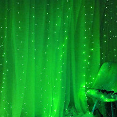 Green USB Powered Fairy Lights Curtain String, 8 Modes Twinkle (300 LEDS 9.8x9.8Ft)
