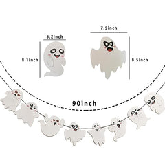 2 Pack White Halloween Hanging Ghost Banner Garland for Haunted House