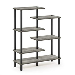 6-Tier Accent Display Rack, French Oak Grey/Black