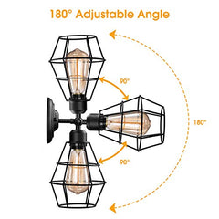 2 Pack Industrial Wall Sconce in Vintage Wire Cage