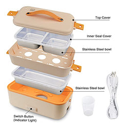 Self Cooking Electric Lunch Box, Mini Rice Cooker, 2 Layers Steamer, 800ML/110V (ONLY THE WALL PLUG)