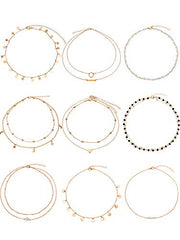 9 Pcs Gold Layering Chain Choker Necklace for Women Girls