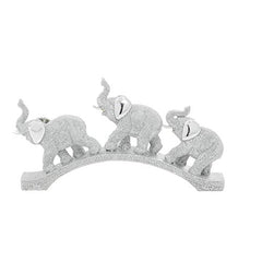 Silver Elephant Polystone Glam Sculpture for Home Decoration