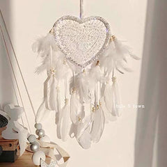 LightsFashion Handmade LED Light Dream Catcher with Feather Love Heart Dream Catcher Night Light Home