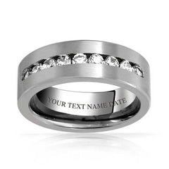 CZ Mens Titanium Wide Wedding Band Ring 8MM for Men - Size 8