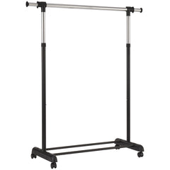 Adjustable Rolling Garment Rack Metal Chrome, Black