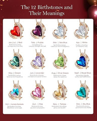 Love Heart Pendant Necklaces for Women Silver Tone Rose Gold Tone Crystals Birthstone Christmas Jewelry Gifts for Women Birthday/Anniversary Day/Valentine's Day