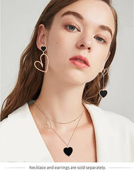 Heart Dangle Earrings for Women Trendy, Gold/Silver/Rose Gold Hypoallergenic Stainless Steel