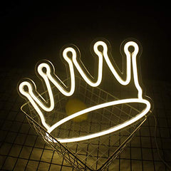 Large Led Crown Neon Light Wall Hanging Lights Art Decoration (White)