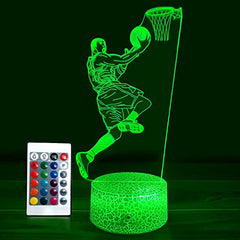 Basketball/Baseball Night Lights 16 Colors Change w/ Remote Control Optical Illusion Bedside Lamps