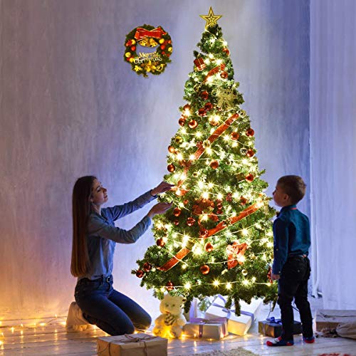 Artificial, Xmas Pine Easy Assembly, Christmas Tree with Solid Metal Legs, Idea for Indoor and Outdoor Holiday