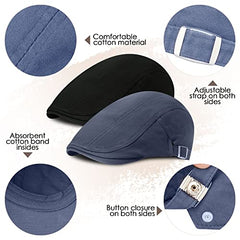 3 Pieces Mens Newsboy Flat Cap Newsies Hat Adjustable