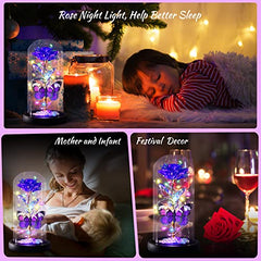 Enchanted Galaxy Light Up Butterfly Rose  Gifts in Glass Dome