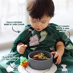 Allover Waterproof Bib for Self-Feeding Babies & Toddlers 6-24 Mos. w/ Plate Outline