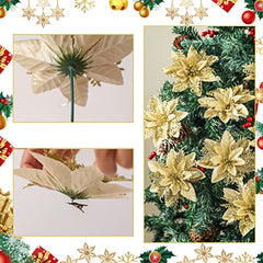 24pcs Poinsettia Artificial Christmas Flowers Decorations