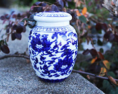 Decorative Blue & White Lotus Pattern Porcelain Storage Container or Home Decoration
