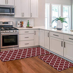 2 PCS Cushioned Anti-Fatigue Kitchen Rug, Waterproof Non-Slip