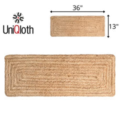 Farmhouse Jute Burlap Braided Table Runner 36 Inches Long - 13x36 Natural Jute Braided Table Runner