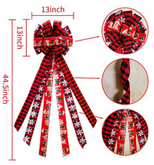 Christmas Tree Topper Bow Decorations - Large Red & Black Plaid Buffalo Bow